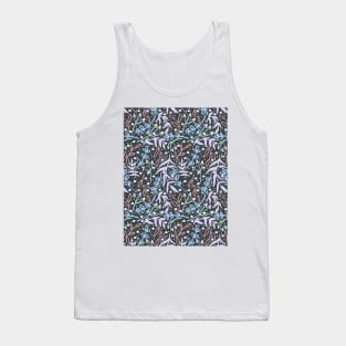 Botanicals and Dots - Hand Drawn Design - Pastel Blue, Mint, Purple, Red, and Dark Grey Tank Top